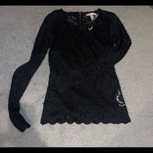 Never worn long sleeve black lace blouse